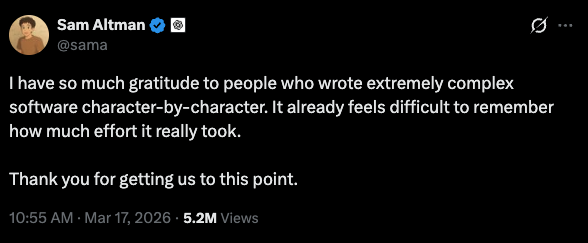 Sam Altman 的推文截图