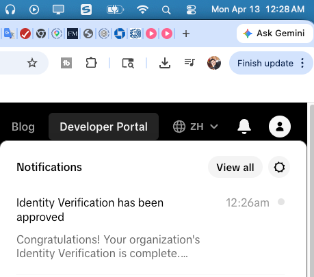 TikTok Developer Portal approval notification